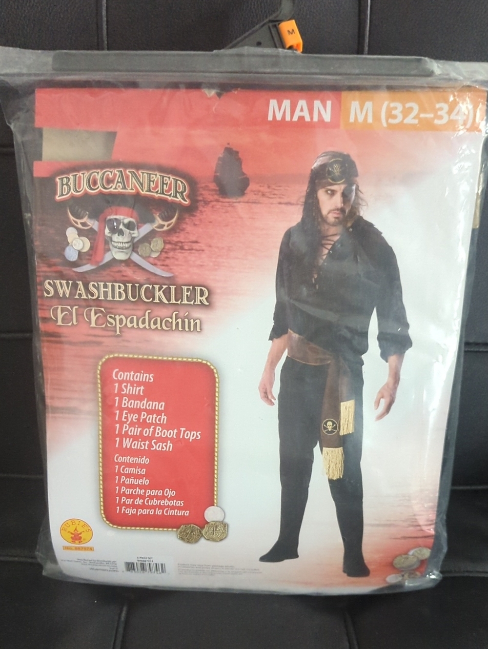 Swashbuckler Men's Pirate Costume - Black Size M New